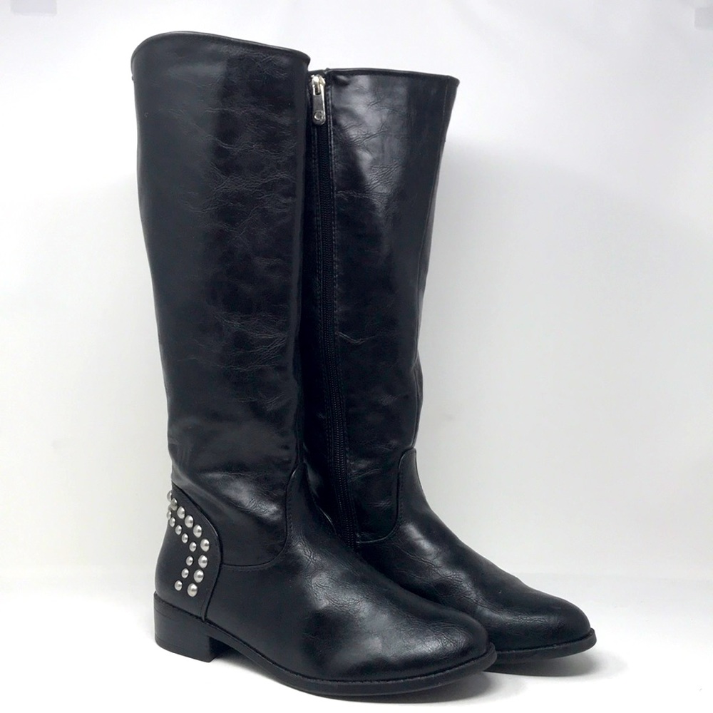 Guess Vintage Studded Moto combat Knee Length Boots- 7.5
